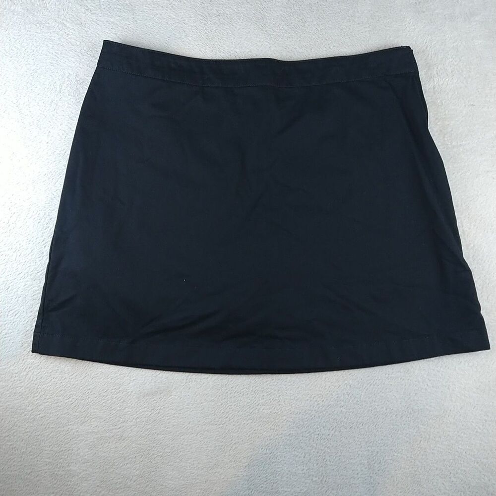 Lands' End Skort Skirt Women's 12 Black Shorts, Zip side Uniform, Tennis, golf